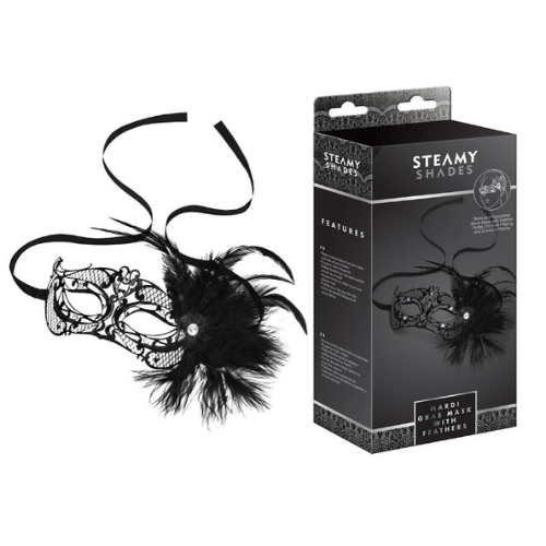 Steamy Shades Mardi Gras Mask with feathers Zhoozh 2