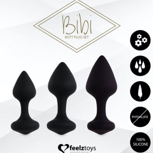 FeelzToys Bibi Butt Plug Set 3 pcs - Black1