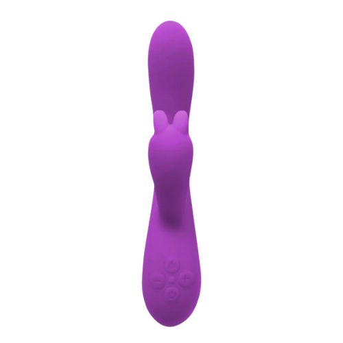Wooomy Gili-Gili Heating Vibrator – Purple Front View | Ultimate Pleasure Wooomy Gili-Gili Heating Vibrator Purple waterproof silicone massager front view with dual motors