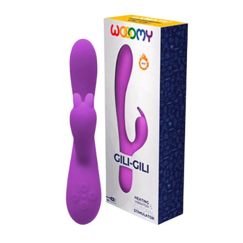 Wooomy Gili-Gili Heating Vibrator – Purple with Packaging | Ultimate Pleasure Wooomy Gili-Gili Heating Vibrator Purple displayed with retail packaging waterproof silicone massager